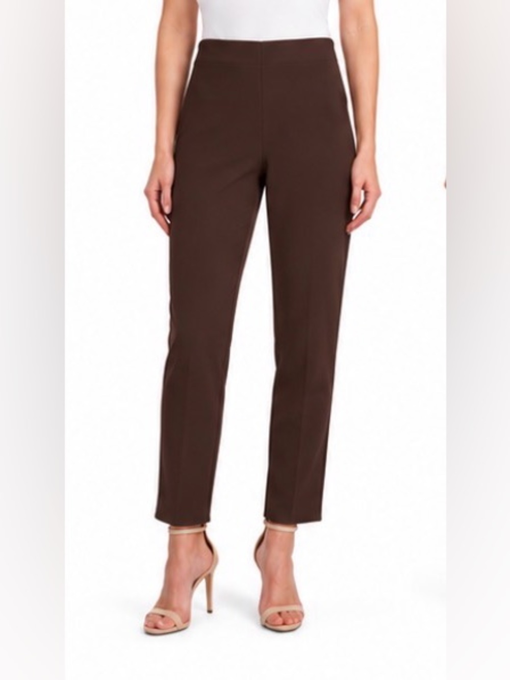Anne Klein Chocolate Brown Straight-Leg Ankle Pants